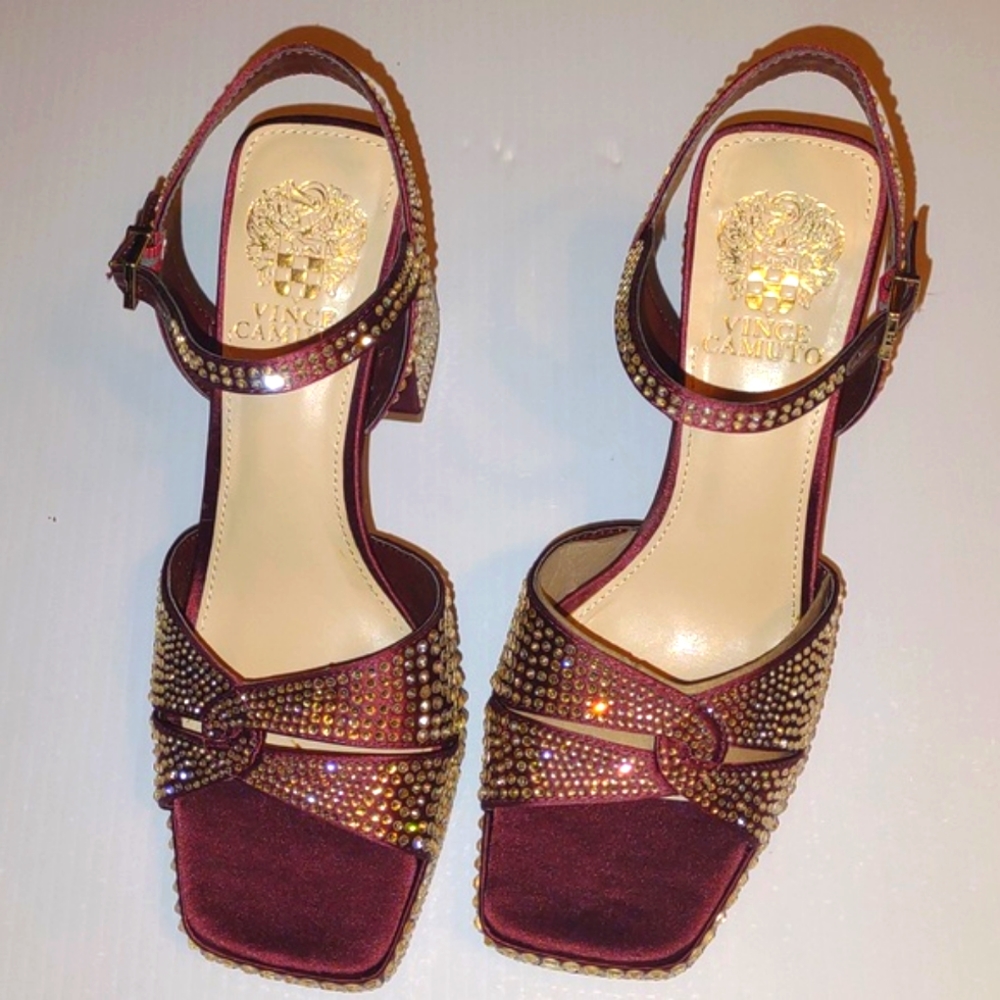 🐾VINCE CAMUTO VP-Pava Platform Heels in Burgundy Bordo Satin - Picture 10 of 17